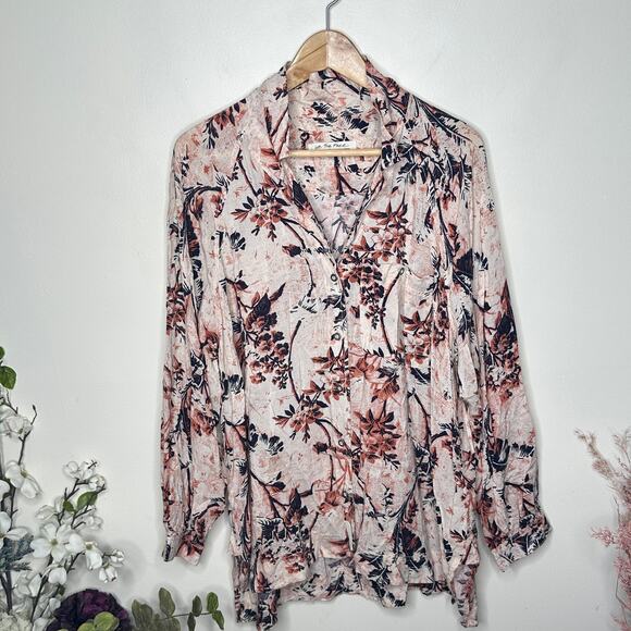 FREE PEOPLE We The Free It's A Vibe Button Down Top Tunic Sz M {3Y51} - Picture 3 of 6